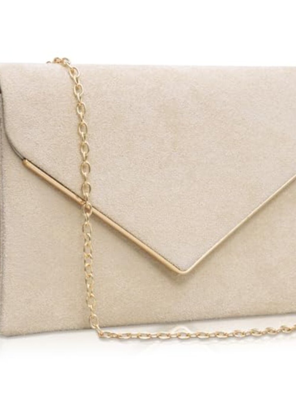 Suede Envelope Clutch Purse with Detachable Chain Strap Evening Bag